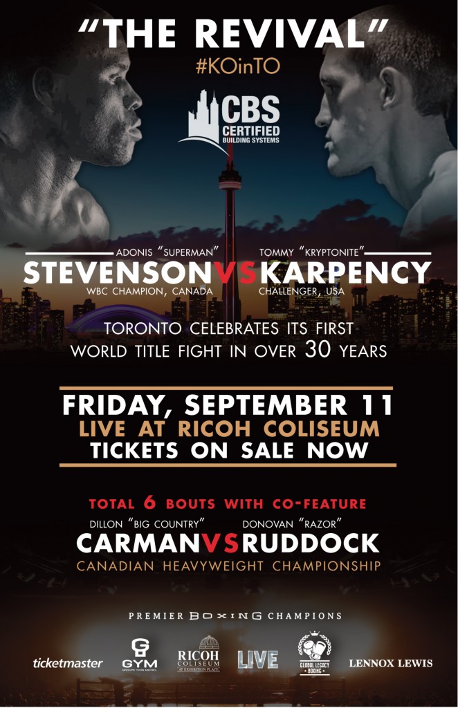 Certified Building Systems sponsors the first world title fight in Toronto in 30 years!